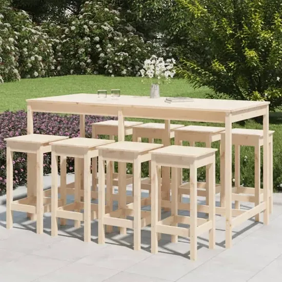 Bangor 9-Piece Garden Bar Set - Brown, Pine