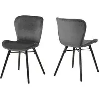 Bangor Dining Chairs (Pair) - Dark Grey Fabric, Black Legs alternate view