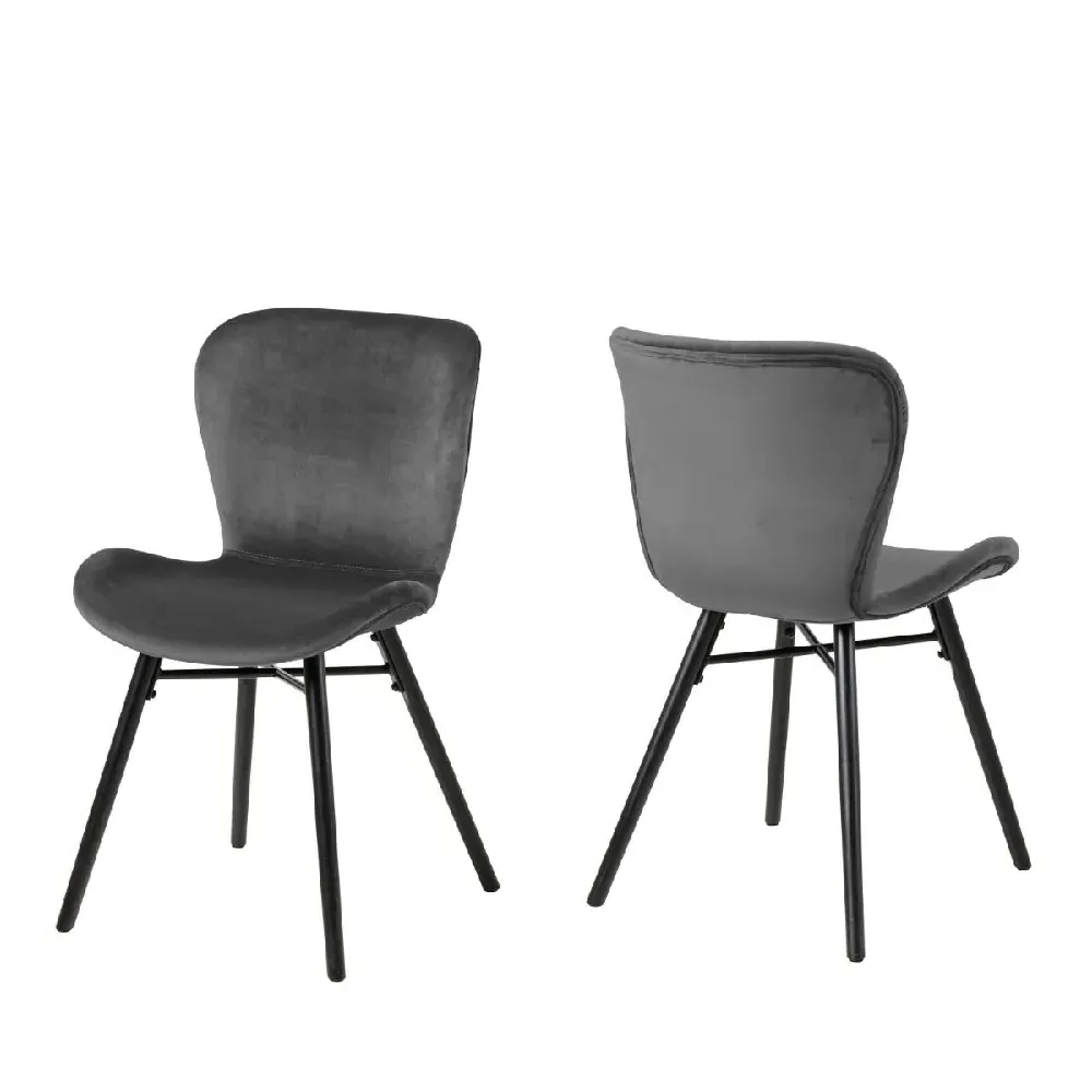 Bangor Dining Chairs (Pair) - Dark Grey Fabric, Black Legs product