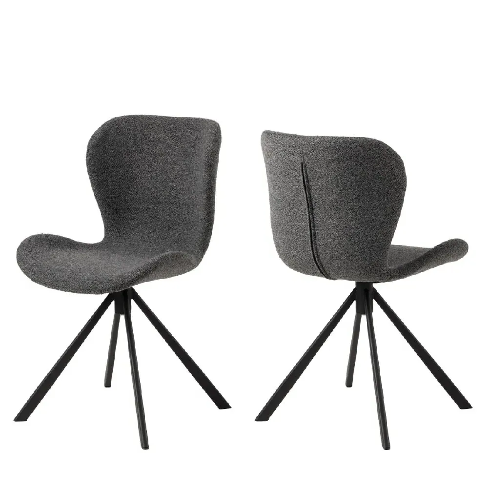 Bangor Dining Chairs with Black Legs, Pair - Grey, Fabric product