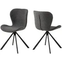Bangor Fabric Dining Chairs with Black Legs - Grey