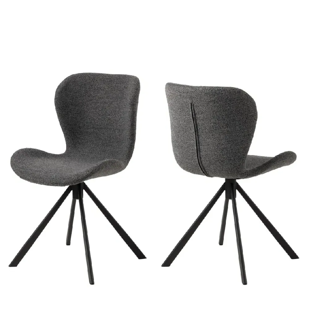 Bangor Fabric Dining Chairs with Black Legs - Grey image