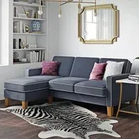 Bangor L-Shaped Corner Sofa - Blue, Chenille