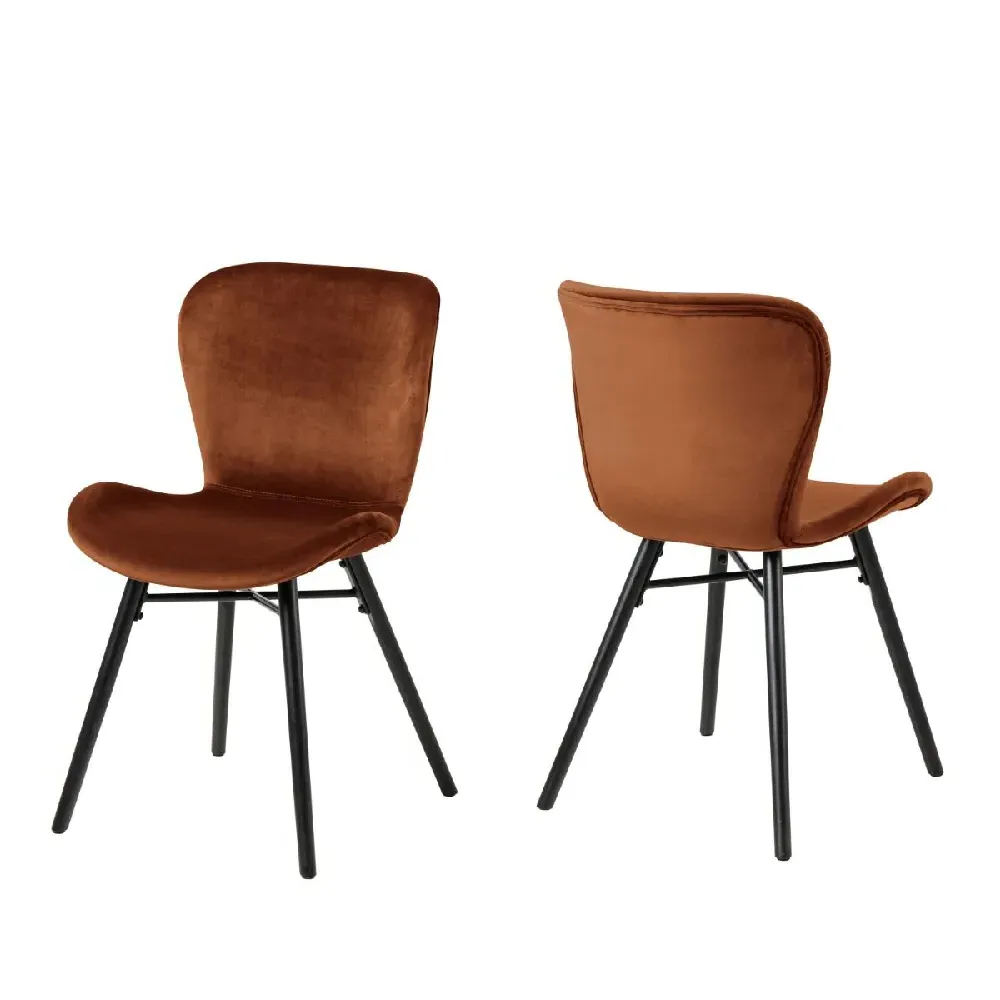 Bangor Pair of Dining Chairs - Copper Fabric, Black Legs product