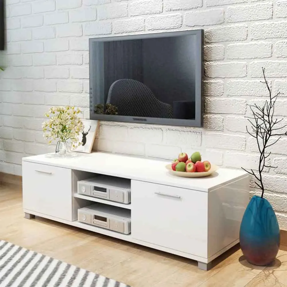 Banning 120cm TV Stand with 2 Doors - Gloss White