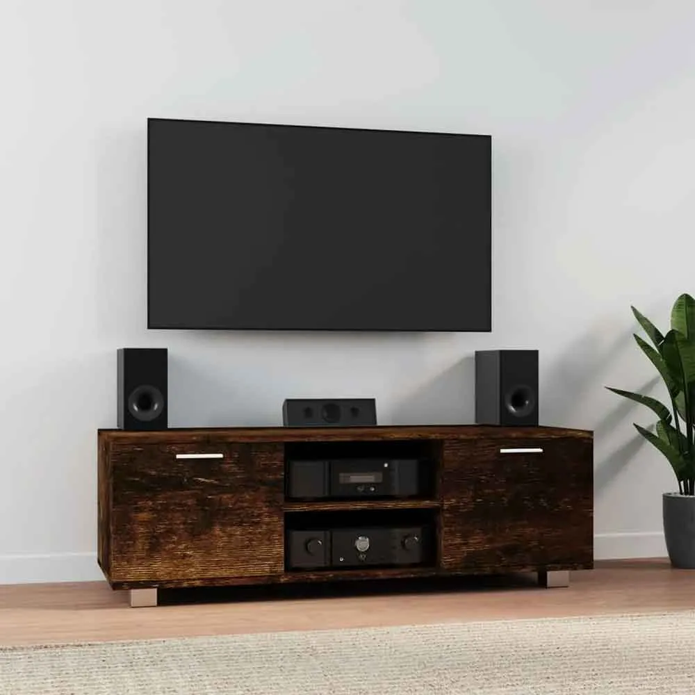 Banning 120cm TV Stand with 2 Doors - Smoked Oak, Engineered Wood product