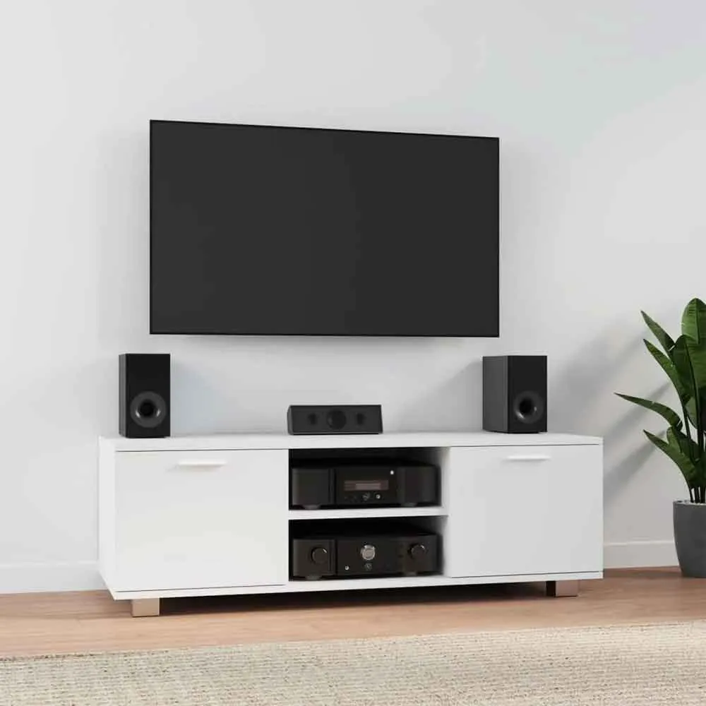 Banning 120cm TV Stand with 2 Doors - White