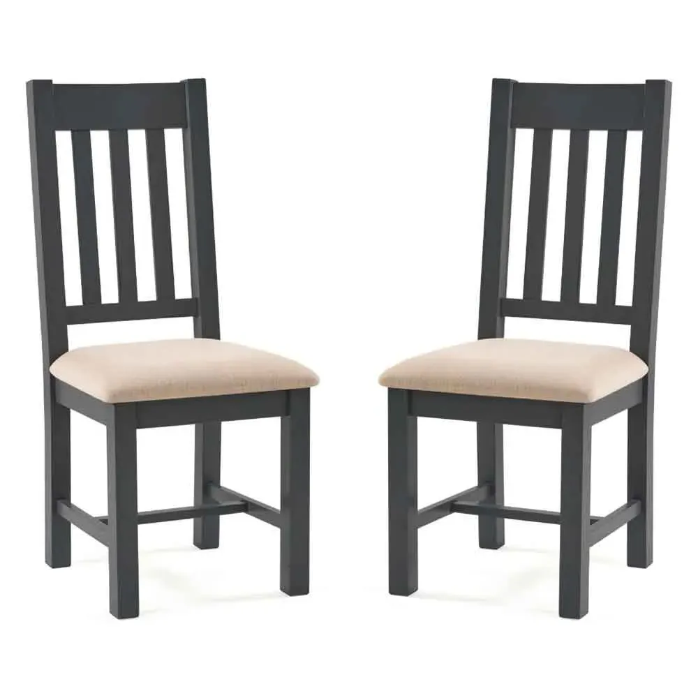 Baqia Dining Chairs with Fabric Seat, Set of 2 - Dark Grey, Wood product