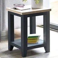 Baqia Lamp Table - Dark Grey, Oak