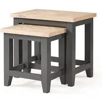 Baqia Nest of 2 Tables - Dark Grey, Oak