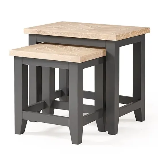 Baqia Nest of 2 Tables - Dark Grey, Oak
