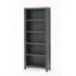 Baqia Tall Bookcase with 4 Shelves - Dark Grey, Oak