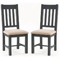 Baqia Wooden Dining Chairs Pair - Dark Grey, Oak