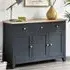 Baqia Wooden Sideboard with 3 Doors 3 Drawers - Dark Grey, Oak