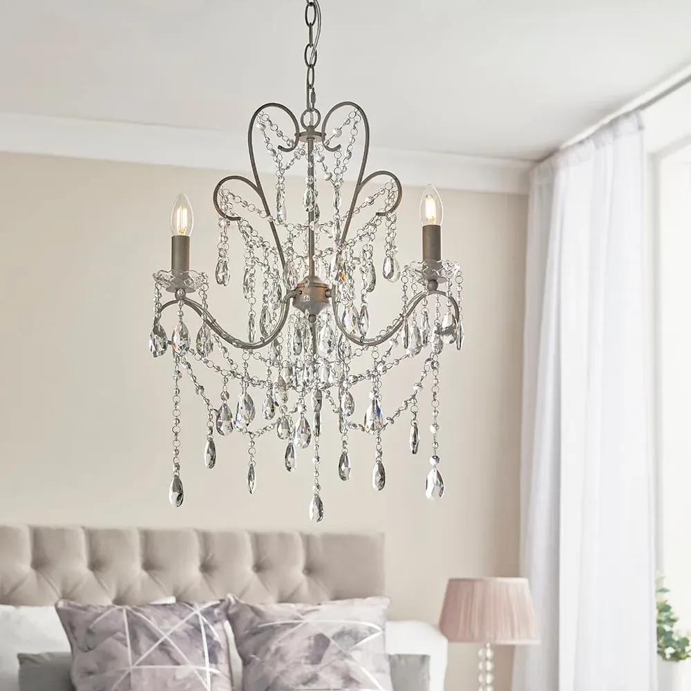 Baraboo 3 Light Glass Pendant Ceiling Light - Aged Silver image