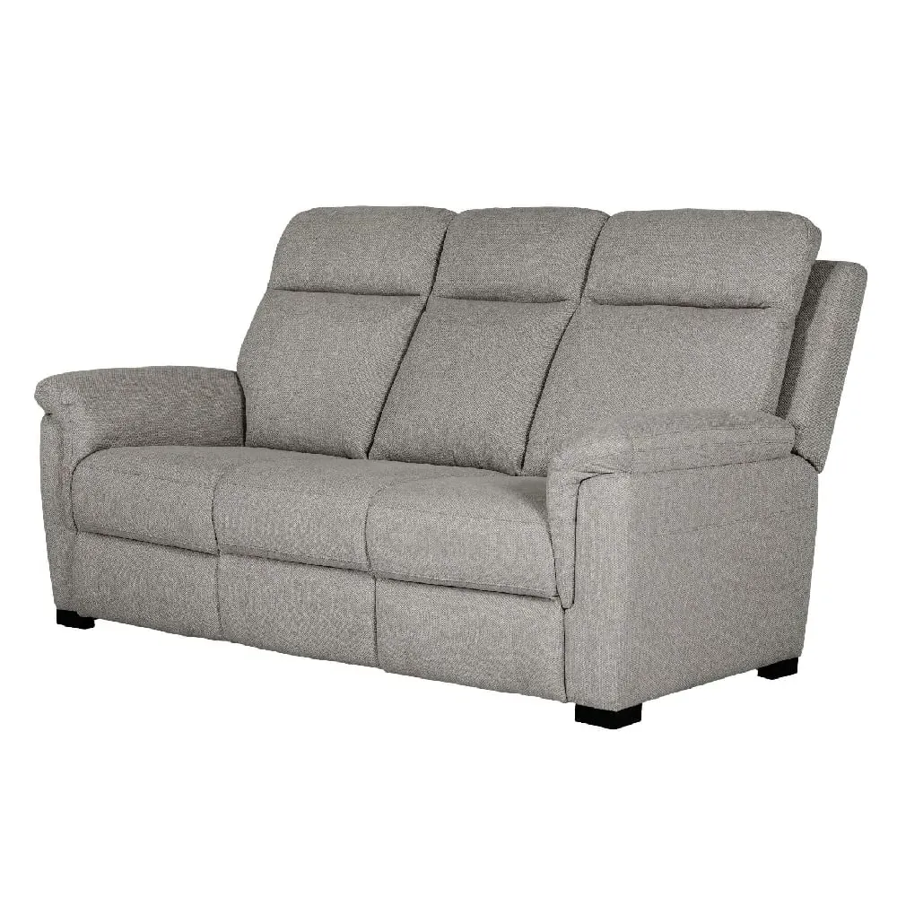 Baraboo 3-Seater Sofa with Black Legs - Grey, Fabric