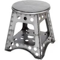 Baraboo Small Metal Stool - Silver