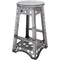 Baraboo Tall Metal Stool - Silver