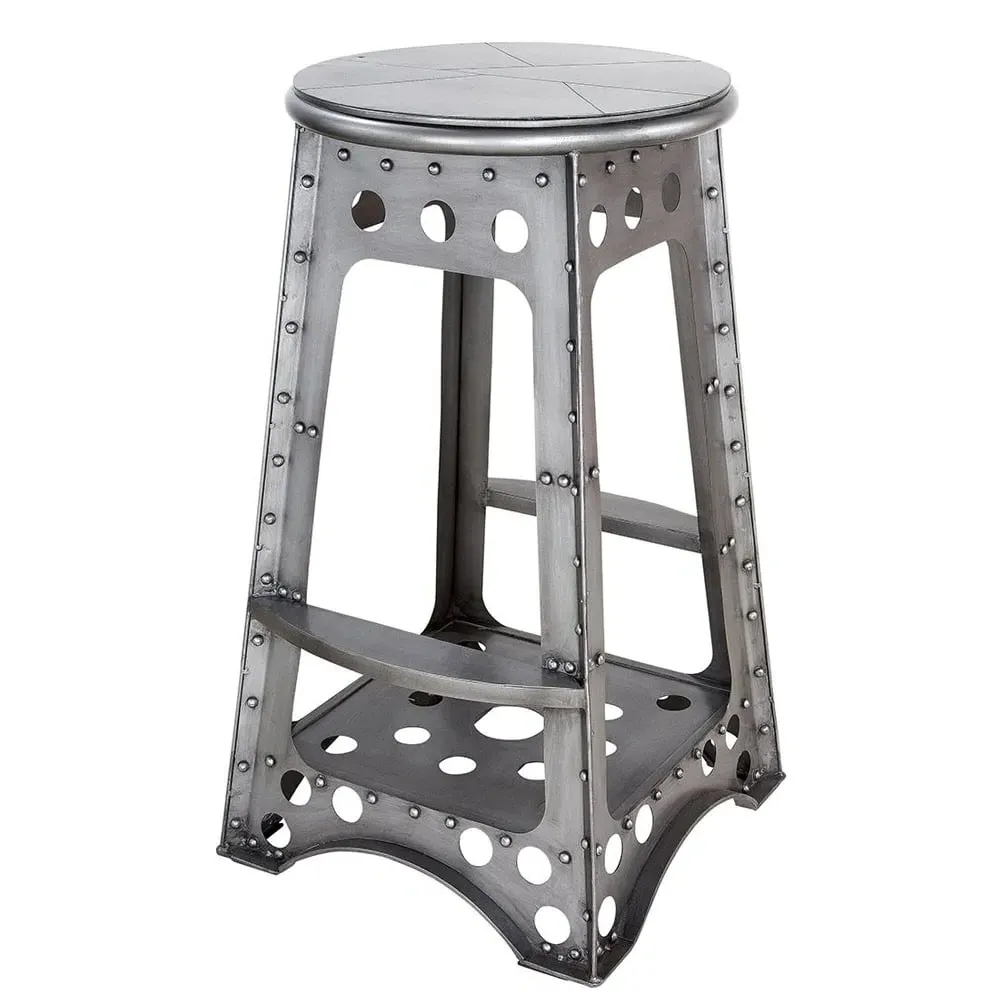 Baraboo Tall Metal Stool - Silver