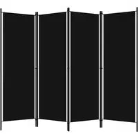 Barbel 4-Panel Room Divider - Black, Fabric
