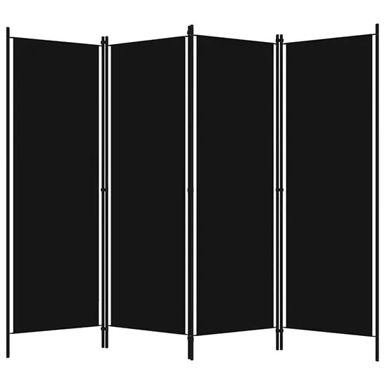 Barbel 4-Panel Room Divider - Black, Fabric