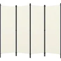 Barbel 4-Panel Room Divider - White, Fabric