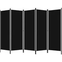 Barbel 5-Panel Room Divider - Black, Fabric