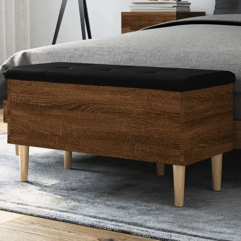 Barberton 82cm Storage Bench with Seating - Brown Oak image