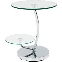 Barca Round End Table - Clear Glass, Chrome