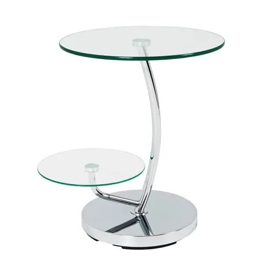 Barca Round End Table - Clear Glass, Chrome