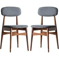 Barcela Dining Chairs with Grey Seat - Dark Wood
