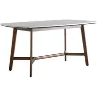 Barcela Dining Table with White Marble Top - Walnut