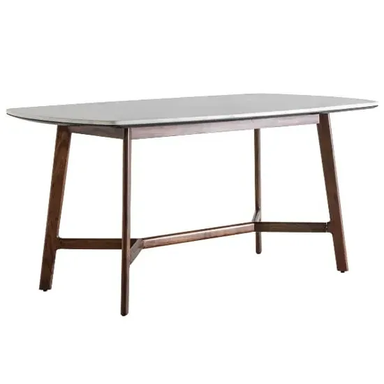Barcela Dining Table with White Marble Top - Walnut