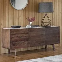 Barcela Sideboard with White Marble Top - Walnut