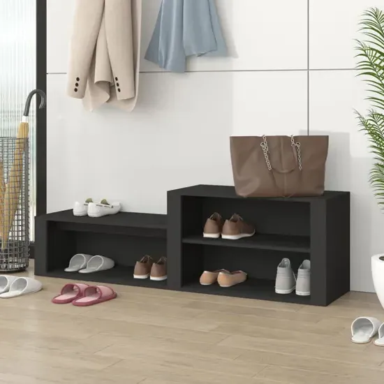 Barcelona Hallway Shoe Storage Rack - Black, Engineered Wood product