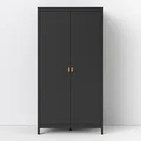 Barcila 2-Door Wardrobe - Matt Black, Wood