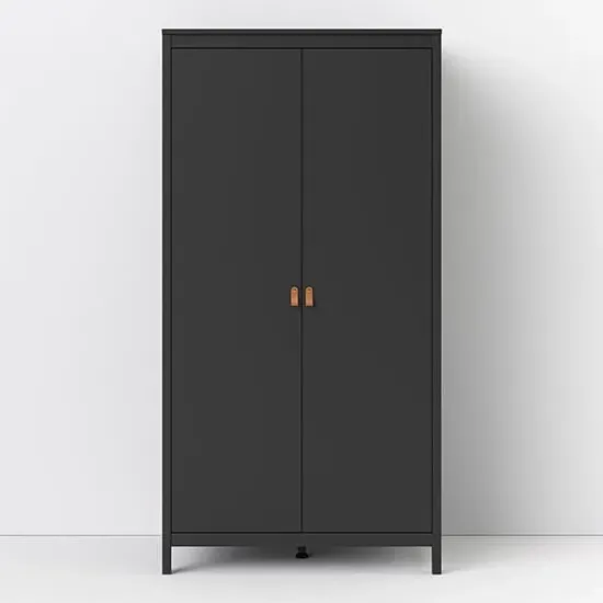 Barcila 2-Door Wardrobe - Matt Black, Wood