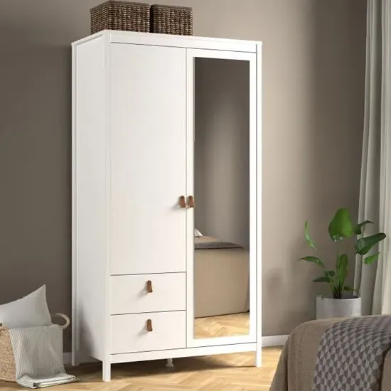 Barcila 2-Door Wardrobe with Drawers - White, Laminated Board