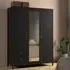 Barcila 3-Door Wardrobe with Drawers - Black, Laminated Board