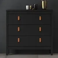 Barcila 3-Drawer Chest of Drawers - Matt Black, Wood