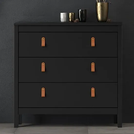 Barcila 3-Drawer Chest of Drawers - Matt Black, Wood