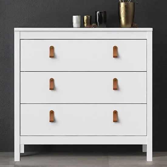 Barcila 3-Drawer Chest of Drawers - White, Wood image