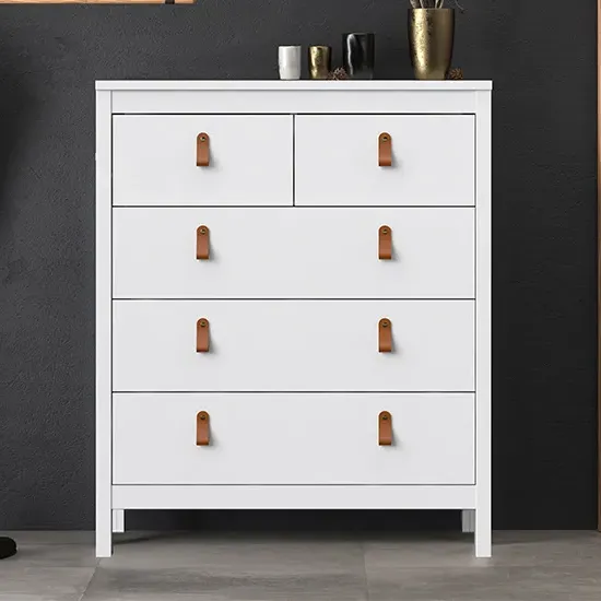 Barcila 5-Drawer Chest of Drawers - White, Wood product