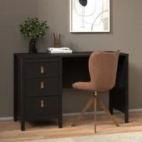 Barcila Computer Desk with 3 Drawers - Black, Laminated Board