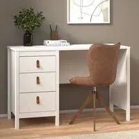 Barcila Computer Desk with 3 Drawers - White, Laminated Board