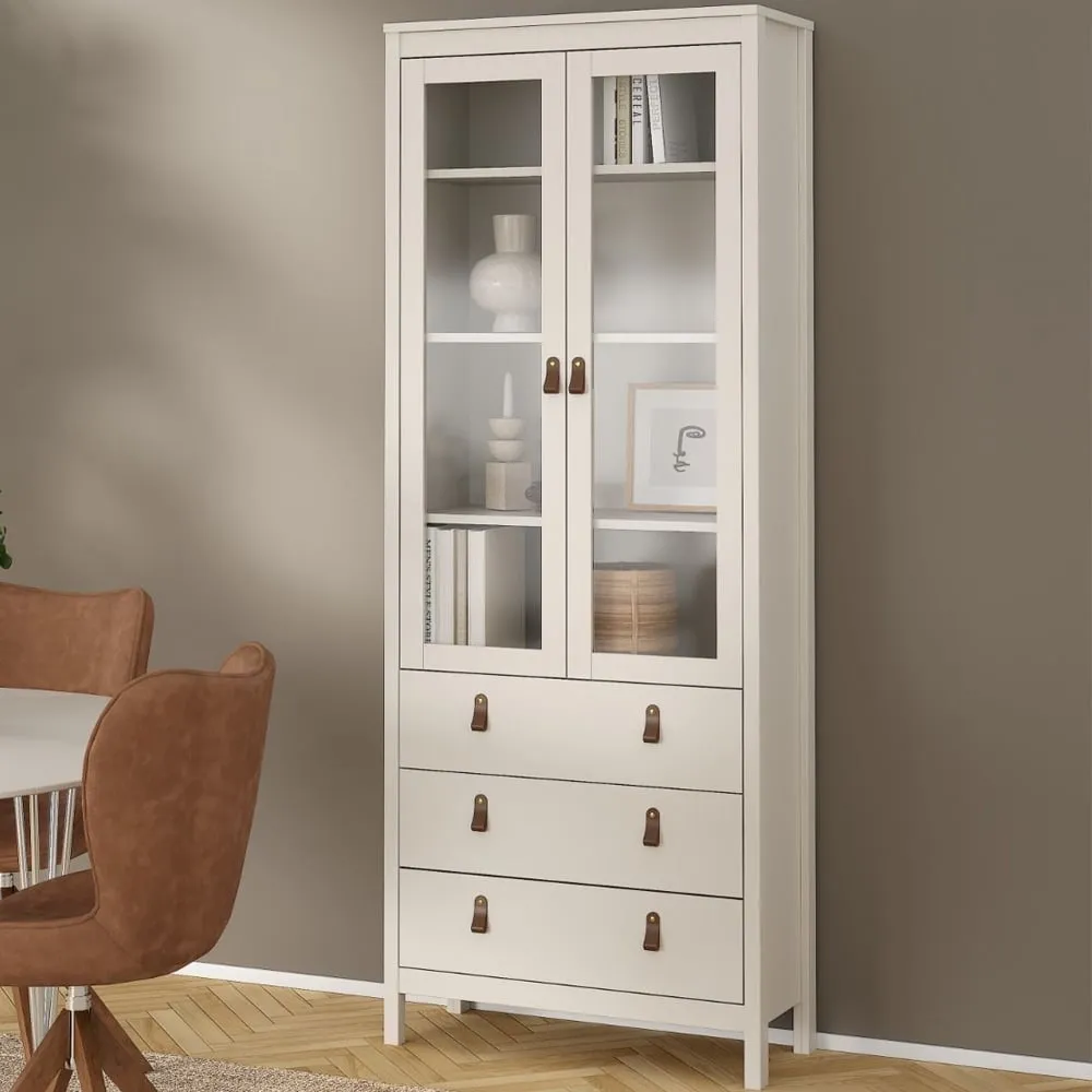 Barcila Display Cabinet with 2 Doors 3 Drawers - Cashmere