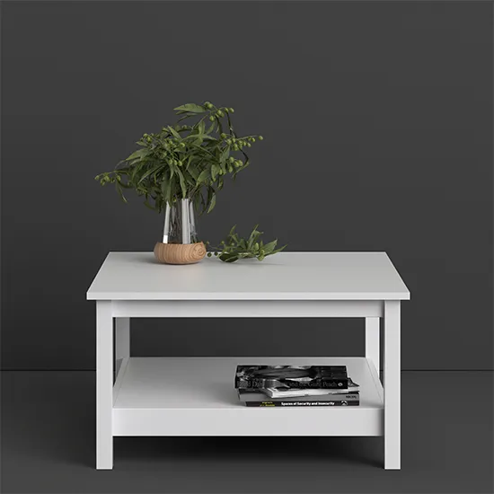 Barcila Square Coffee Table - White, Wood product