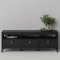 Barcila TV Stand with 3 Drawers - Black, Laminated Board