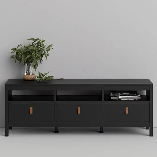 Barcila TV Stand with 3 Drawers - Black, Laminated Board