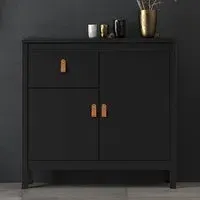 Barcila Wooden Sideboard with 2 Doors 1 Drawer - Matt Black